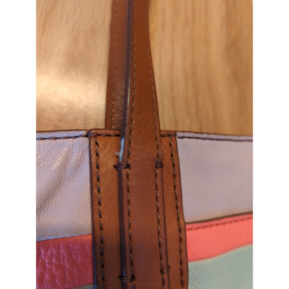 Fossil Emma Tote Shoulder Bag Multicolor Patchwork Leather Large - Picture 11 of 14
